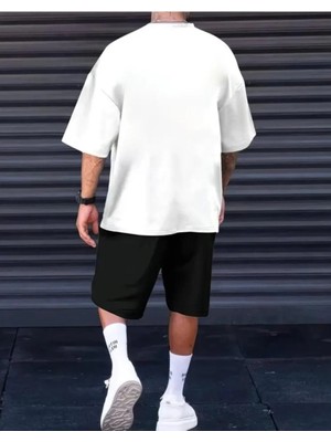 Divin Unısex Baskılı Oversize Alt-Üst Takım  Bartik Şort T-Shırt