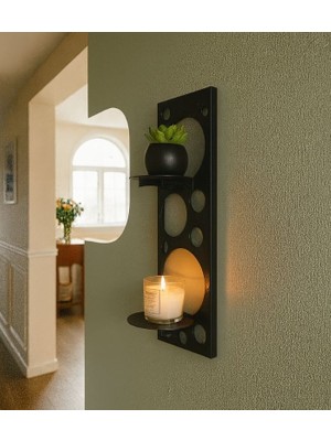 Risingmaber Metal Siyah Vidalı Duvar Rafı, Oval Raf, Iki Katlı Mutfak Banyo Rafı, Kitap Rafı MT125S