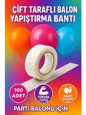 Minopi Çift Taraflı Balon Yapıştırma Bandı – 100 Adet Güçlü Tutucu Tavan Balon Yapıştırıcı