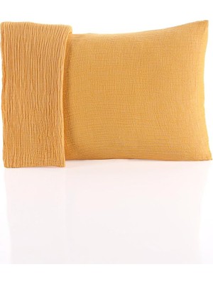 Pearl Shop Yastık Kılıfı 2 Adet Set, 50X70 cm 100% Pamuk Yumuşak Nefes Alabilir Kapaklı 4 Katlı Muslin Kumaş Düz Renk Yastık Kılıfları (Sarı, 50X70 cm (2 Adet))