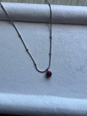 Pel Design Yakut Taşlı Top Detaylı Çelik Kolye El Yapımı