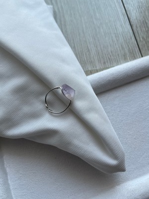 Pel Design Ham Ametist Taşı Ayarlanabilir Tel Yüzük El Yapımı