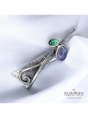 KURTAY JEWELLERY Opal ve Tanzanite Taşlı Gümüş Kolye Ucu