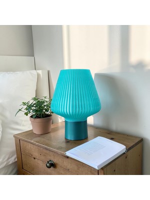 Mavi Dekoratif Masa Lambası – Minimal Tasarım, E14 Duy, 2m Kablolu, Şık Gece Lambası