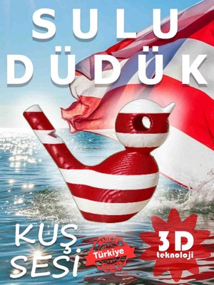 Kabajur Kırmızı Beyaz Kuş Sesi Sulu Düdük - 3D Baskı Yerli Üretim