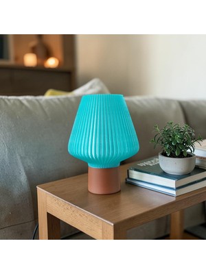 Mavi Dekoratif Masa Lambası – Minimal Tasarım, E14 Duy, 2m Kablolu, Şık Gece Lambası