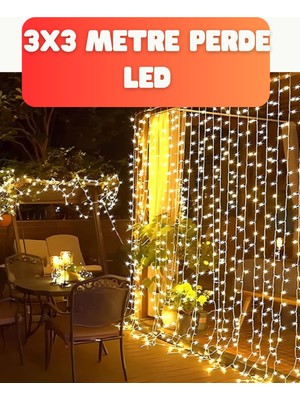Meks 3x3 Metre Şelale LED Perde Işık Iç Dış Mekân Dekorasyonu - HEP-7012-9661