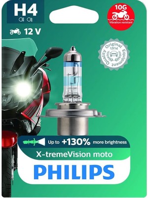 Pearl Shop 12342XV+BW X-Tremevision Moto +%130 H4 Motosiklet Far Lambası, 1 Adet