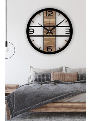 Pearl Shop Sessiz Duvar Saati, Ahşap Modern Duvar Saati, Yeni Ev Hediyesi, Yeni Ofis Hediyesi, 60CM (60 Cm)