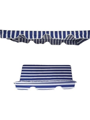 Pearl Shop Lüks Kılıf Seti Minderi Gölgelikli Mavi Beyaz 130X45 2 Kişilik