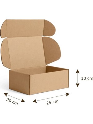Mege Tasarım 25X20X10 cm 150 Adet E Dalga E-Ticaret Karton Kutu , Kargo Kutusu, Kilitli Kutu