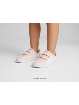 Puma Courtflex V3 V Ps Cırt Cırtlı Kolay Giyilebilir Çocuk Spor Ayakkabı Pudra Pembe | 397642 07