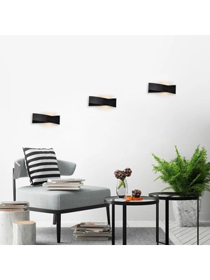 Amber LED Pütürlü Siyah Metal Aplik G9 Soketli 31X10X11 cm Oturma Odası Duvar Lambası