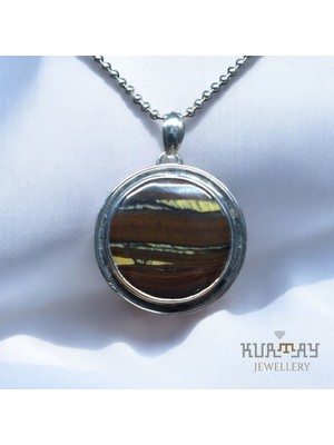 KURTAY JEWELLERY Red Iron Tiger Taşlı Gümüş Kolye Ucu