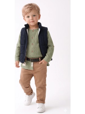 Mini Baray Gabardin Pantolon Yelek Gömlek Takım 3 Lü Takım (1 Yaş - 2 Yaş - 3 Yaş - 4 Yaş)