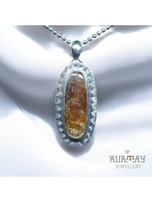 KURTAY JEWELLERY Orenge Kyanite Taşlı Gümüş Kolye Ucu