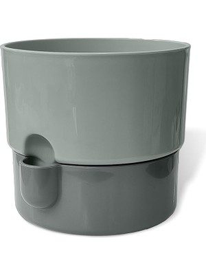 Pearl Shop Dora Saksı Tabaklı Çiçek Kaktüs Saksısı Parlak Plastik Saksı (1 Adet, Gri, 2l, 16CM)