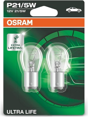 Pearl Shop Ultra Life P21/5 W Halojen Sinyal Lambası, Stop Lambası, Arka Sis Lambası, 7528ULT-02B, 12 V Yolcu Otomobili, Çift Ampul (2 Birim)