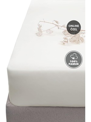 Pearl Shop Softy Tek KIŞILIK%100 Pamuk Lastikli Penye Çarşaf - Krem
