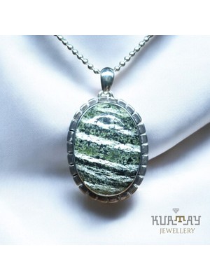 KURTAY JEWELLERY Green Swiss Opal Taşlı Gümüş Kolye Ucu