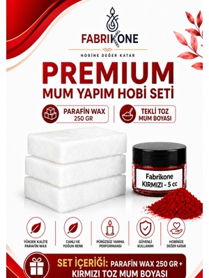 Fabrikone Premium Mum Yapım Hobi Seti - Parafin Wax 250 gr - Tekli Toz Mum Boyası - Kırmızı BKFABPW2501K