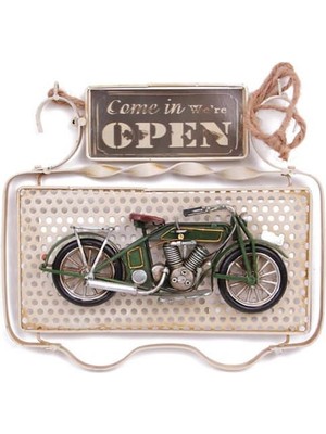 Erseyy Dekoratif Metal Kapı Yazısı Motosiklet Dekorlu Vintage Hediyelik