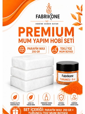 Fabrikone Premium Mum Yapım Hobi Seti - Parafin Wax 250 gr - Tekli Toz Mum Boyası - Turuncu BKFABPW2501T
