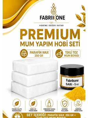 Fabrikone Premium Mum Yapım Hobi Seti - Parafin Wax 250 gr - Tekli Toz Mum Boyası - Sarı BKFABPW2501SR