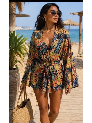 Made by Alisha Palmiye Desenli Şifon Kimono