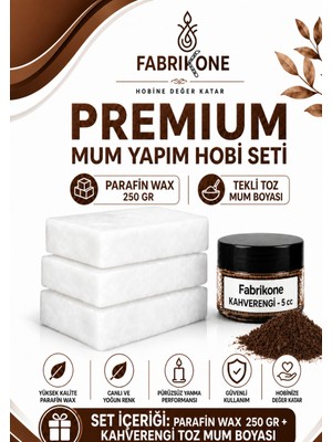 Fabrikone Premium Mum Yapım Hobi Seti - Parafin Wax 250 gr - Tekli Toz Mum Boyası - Kahverengi BKFABPW2501KH