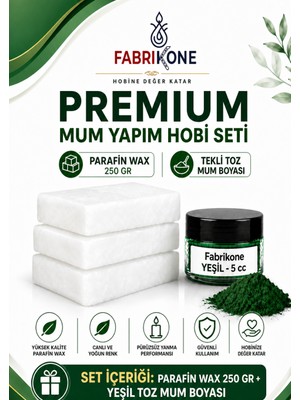 Fabrikone Premium Mum Yapım Hobi Seti - Parafin Wax 250 gr - Tekli Toz Mum Boyası - Yeşil BKFABPW2501Y