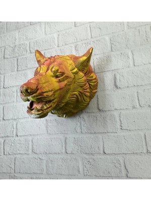 TKÇ Gold Kurt Duvar Aksesuarı Asılabilir 3D Dekoratif Heykel 25X19 cm