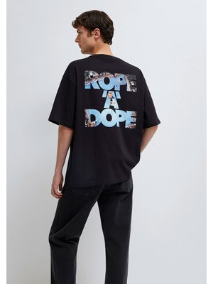 Mavi Rope A Dope Baskılı Siyah Tişört 0613191-900