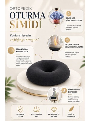EpiRelax Visco Oturma Simidi Minder Kuyruk Sokumu Baskısını Hafifletir Ergonomik Tasarım ile Doğru Oturuş