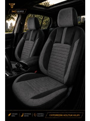 Trobus Fiat Linea 2007+ Uyumlu Inci Serisi Tay Tüyü Füme Siyah Premium Koltuk Kılıfı
