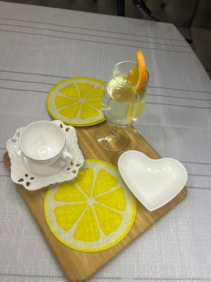 Minoza Yaz Esintisi Limon Tasarım Digital Baskı Leke Tutmaz Kumaş Kokteyl & Sunum Peçetesi 6 Adet
