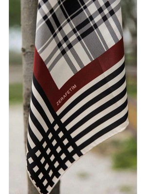 Zerafetim Twill Ipek Eşarp Krem, Siyah, Bordo