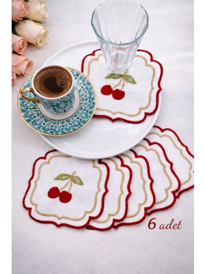 AY&ÇA Home 6 Parça Keten Görünümlü Sunumluk Peçete Seti, Kokteyl ve Kahve Yanı Bardak Altlığı