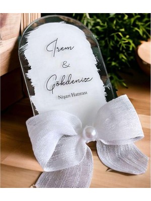Hayaller Dükkanı Pleksi Üstü Uv Baskılı Süslü Nikah Nişan Hediyelik Magnet 20 Adet