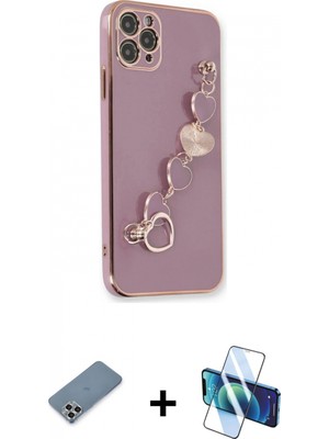 Marsilyan™- iPhone 11 Pro Max Kılıf Nova Işık Prime - Siyah 3D Antistatik Seramik Nano Ekran Koruyucu + Metal Kamera Lens Koruma Cam - Gs