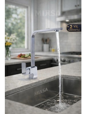 Mixsa Lüx Krom Kare Mutfak Eviye Bataryası