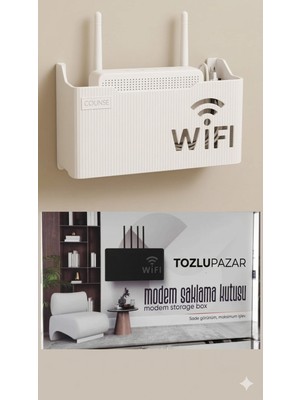 Özbience Beyaz Pleksi Wifi Kutusu, Duvar Asma, Sigorta ve Modem Saklama 25X15X6 cm