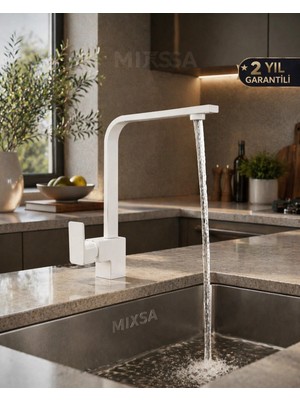 Mixsa Lüx Premium Beyaz Kare Mutfak Bataryası