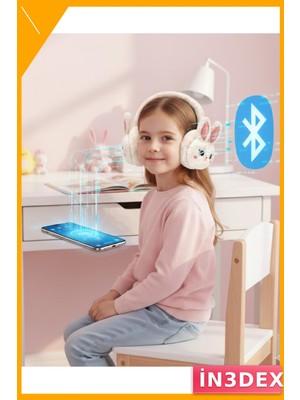 İn3dex Kablosuz Bluetooth Kulaklık Peluş Tavşan Tasarım Tf Kart Destekli