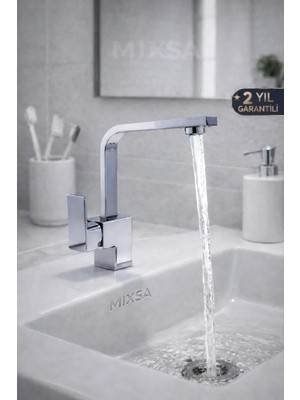 Mixsa Lüx Krom Kare Lavabo Bataryası Çeşmesi