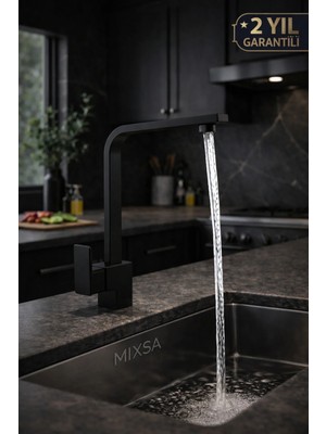 Mixsa Lüx Premium Siyah Kare Mutfak Bataryası