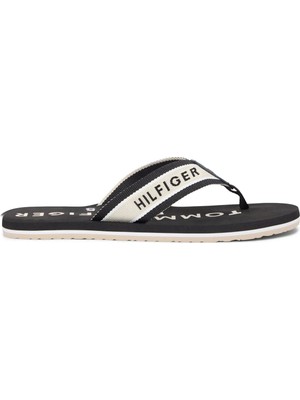 Tommy Hilfiger Siyah - Beyaz Erkek Plaj Terliği Sporty Hılfıger Beach Sandal
