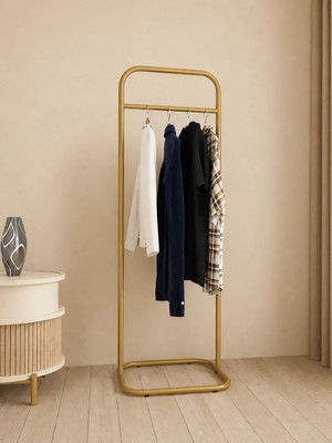 Metallica Concept Butik Dik Tekli Gold Konfeksiyon Askısı Ayaklı Askılık Elbise Askılığı