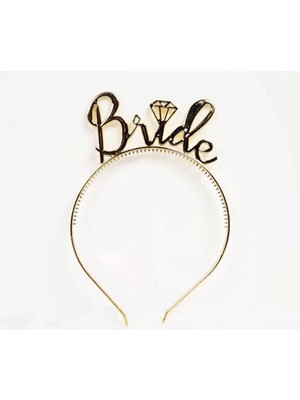 Renas Store Bride Yazılı Taç Bride To Yazılı Gözlü Seti Altın Renk