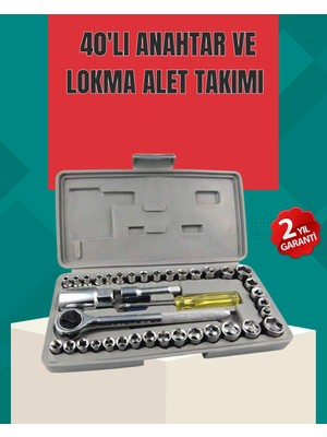 Uravas Store Çok Amaçlı 40 Parça Lokma Anahtar Takımı Korozyona Dayanıklı Çelik